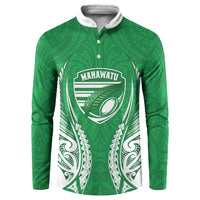 Manawatu 2026 Rugby Custom Button Sweatshirt NZ Maori Silver Fern LT14 Green - Polynesian Pride