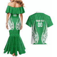 Manawatu 2026 Rugby Custom Couples Matching Mermaid Dress and Hawaiian Shirt NZ Maori Silver Fern LT14 - Polynesian Pride