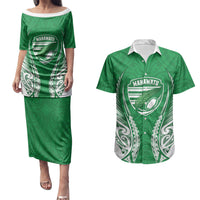 Manawatu 2026 Rugby Custom Couples Matching Puletasi and Hawaiian Shirt NZ Maori Silver Fern LT14 Green - Polynesian Pride