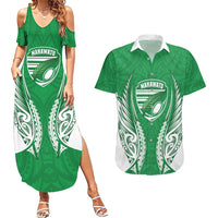 Manawatu 2026 Rugby Custom Couples Matching Summer Maxi Dress and Hawaiian Shirt NZ Maori Silver Fern LT14 Green - Polynesian Pride