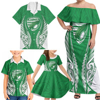 Manawatu 2026 Rugby Custom Family Matching Off Shoulder Maxi Dress and Hawaiian Shirt NZ Maori Silver Fern LT14 - Polynesian Pride