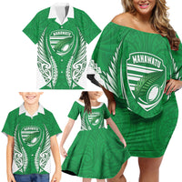 Manawatu 2026 Rugby Custom Family Matching Off Shoulder Short Dress and Hawaiian Shirt NZ Maori Silver Fern