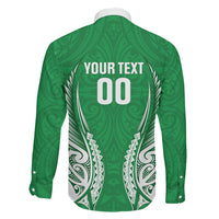 Manawatu 2026 Rugby Custom Family Matching Off Shoulder Short Dress and Hawaiian Shirt NZ Maori Silver Fern LT14 Son's Shirt Green - Polynesian Pride