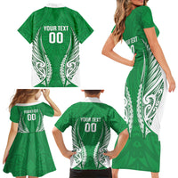 Manawatu 2026 Rugby Custom Family Matching Short Sleeve Bodycon Dress and Hawaiian Shirt NZ Maori Silver Fern