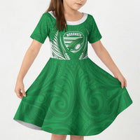 Manawatu 2026 Rugby Custom Kid Short Sleeve Dress NZ Maori Silver Fern LT14 KID Green - Polynesian Pride