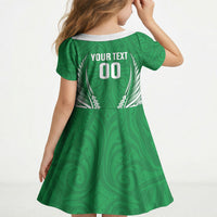 Manawatu 2026 Rugby Custom Kid Short Sleeve Dress NZ Maori Silver Fern LT14 - Polynesian Pride