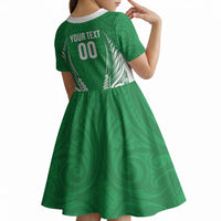Manawatu 2026 Rugby Custom Kid Short Sleeve Dress NZ Maori Silver Fern LT14 - Polynesian Pride