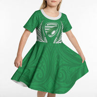 Manawatu 2026 Rugby Custom Kid Short Sleeve Dress NZ Maori Silver Fern LT14 - Polynesian Pride