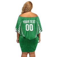 Manawatu 2026 Rugby Custom Off Shoulder Short Dress NZ Maori Silver Fern LT14 - Polynesian Pride