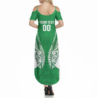 Manawatu 2026 Rugby Custom Summer Maxi Dress NZ Maori Silver Fern LT14 - Polynesian Pride