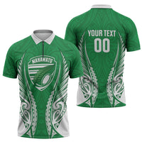 Manawatu 2026 Rugby Custom Zipper Polo Shirt NZ Maori Silver Fern LT14 - Polynesian Pride
