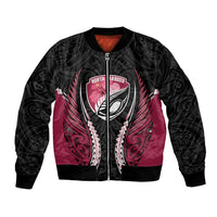 North Harbour 2026 Rugby Custom Bomber Jacket NZ Maori Silver Fern LT14 Unisex Maroon - Polynesian Pride