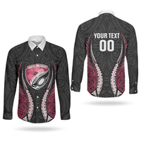 North Harbour 2026 Rugby Custom Couples Matching Off Shoulder Short Dress and Long Sleeve Button Shirt NZ Maori Silver Fern LT14 - Polynesian Pride
