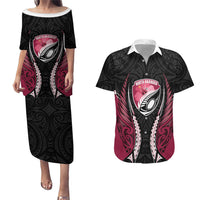 North Harbour 2026 Rugby Custom Couples Matching Puletasi and Hawaiian Shirt NZ Maori Silver Fern