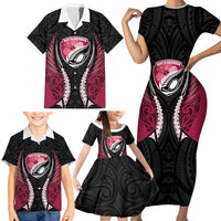 North Harbour 2026 Rugby Custom Family Matching Short Sleeve Bodycon Dress and Hawaiian Shirt NZ Maori Silver Fern LT14 - Polynesian Pride