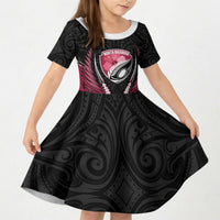 North Harbour 2026 Rugby Custom Kid Short Sleeve Dress NZ Maori Silver Fern LT14 KID Maroon - Polynesian Pride