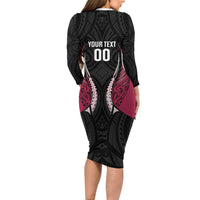 North Harbour 2026 Rugby Custom Long Sleeve Bodycon Dress NZ Maori Silver Fern LT14 - Polynesian Pride