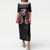 North Harbour 2026 Rugby Custom Puletasi NZ Maori Silver Fern LT14 Long Dress Maroon - Polynesian Pride
