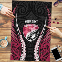 North Harbour 2026 Rugby Custom Puzzle NZ Maori Silver Fern LT14 Maroon - Polynesian Pride