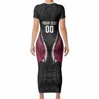 North Harbour 2026 Rugby Custom Short Sleeve Bodycon Dress NZ Maori Silver Fern LT14 - Polynesian Pride
