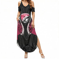 North Harbour 2026 Rugby Custom Summer Maxi Dress NZ Maori Silver Fern LT14 Women Maroon - Polynesian Pride