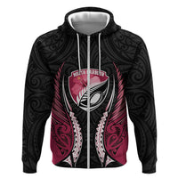 North Harbour 2026 Rugby Custom Zip Hoodie NZ Maori Silver Fern LT14 Zip Hoodie Maroon - Polynesian Pride