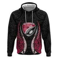 North Harbour 2026 Rugby Custom Zip Hoodie NZ Maori Silver Fern LT14 Pullover Hoodie Maroon - Polynesian Pride