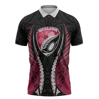 North Harbour 2026 Rugby Custom Zipper Polo Shirt NZ Maori Silver Fern LT14 Maroon - Polynesian Pride