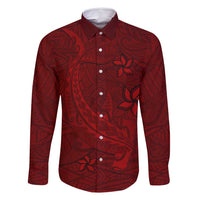 Oxblood Polynesia Family Matching Long Sleeve Bodycon Dress and Hawaiian Shirt Hawaiian Tribal Hammerhead Shark Tattoo