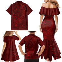 Oxblood Polynesia Family Matching Mermaid Dress and Hawaiian Shirt Hawaiian Tribal Hammerhead Shark Tattoo