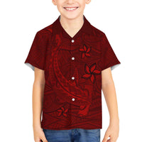 Oxblood Polynesia Family Matching Puletasi and Hawaiian Shirt Hawaiian Tribal Hammerhead Shark Tattoo