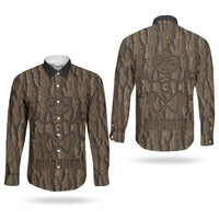 Kioranga Moriori New Zealand Couples Matching Puletasi and Long Sleeve Button Shirt Kopi Rakau Carving Art LT14 - Polynesian Pride