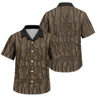 Kioranga Moriori New Zealand Family Matching Off The Shoulder Long Sleeve Dress and Hawaiian Shirt Kopi Rakau Carving Art LT14 Son's Shirt Brown - Polynesian Pride