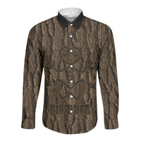 Kioranga Moriori New Zealand Long Sleeve Button Shirt Kopi Rakau Carving Art LT14 Unisex Brown - Polynesian Pride