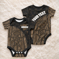 Moriori Kekoru New Zealand Personalised Baby Onesie Kopi Rakau Carving Chatham Islands Map