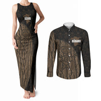 Moriori Kekoru New Zealand Personalised Couples Matching Tank Maxi Dress and Long Sleeve Button Shirt Kopi Rakau Carving Chatham Islands Map LT14 Black - Polynesian Pride