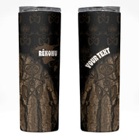 Moriori Kekoru New Zealand Personalised Skinny Tumbler Kopi Rakau Carving Chatham Islands Map LT14 Black - Polynesian Pride