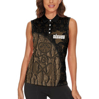 Moriori Kekoru New Zealand Personalised Women Sleeveless Polo Shirt Kopi Rakau Carving Chatham Islands Map LT14 - Polynesian Pride