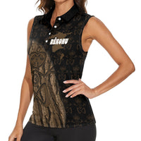 Moriori Kekoru New Zealand Personalised Women Sleeveless Polo Shirt Kopi Rakau Carving Chatham Islands Map LT14 - Polynesian Pride