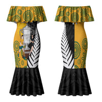 New Zealand Australia Rugby Bledisloe 2026 Custom Family Matching Mermaid Dress and Hawaiian Shirt Champion Trophy Maori Aboriginal Art LT14 Mom's Dress Multicolor - Polynesian Pride