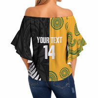 New Zealand Australia Rugby Bledisloe 2026 Custom Off Shoulder Wrap Waist Top Champion Trophy Maori Aboriginal Art LT14 - Polynesian Pride