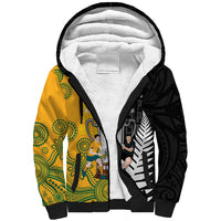 New Zealand Australia Rugby Bledisloe 2026 Custom Sherpa Hoodie Champion Trophy Maori Aboriginal Art LT14 Unisex Multicolor - Polynesian Pride