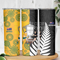 New Zealand Australia Rugby Bledisloe 2026 Skinny Tumbler Champion Trophy Maori Aboriginal Art LT14 - Polynesian Pride