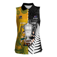 New Zealand Australia Rugby Bledisloe 2026 Custom Women Sleeveless Polo Shirt Champion Trophy Maori Aboriginal Art LT14 Female Multicolor - Polynesian Pride