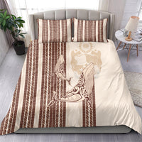 Swimming With Humpback Whales Season Tonga Bedding Set Tongan Tofuaa Ngatu Pattern Brown LT14 - Polynesian Pride