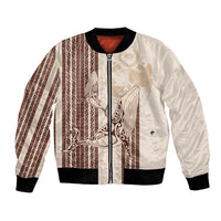 Swimming With Humpback Whales Season Tonga Bomber Jacket Tongan Tofuaa Ngatu Pattern Brown LT14 Unisex Brown - Polynesian Pride
