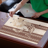 Swimming With Humpback Whales Season Tonga Puzzle Tongan Tofuaa Ngatu Pattern Brown LT14 - Polynesian Pride
