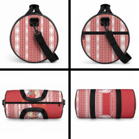 Swimming With Humpback Whales Season Tonga Duffle Bag Tongan Tofuaa Ngatu Pattern Red