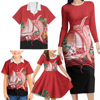 Vavau Sailing Festival Tonga Personalised Family Matching Long Sleeve Bodycon Dress and Hawaiian Shirt Humpback Whale Sailboat Tropical Vibes LT14 - Polynesian Pride