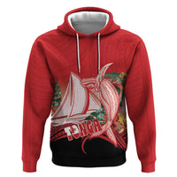 Vavau Sailing Festival Tonga Personalised Hoodie Humpback Whale Sailboat Tropical Vibes LT14 Pullover Hoodie Red - Polynesian Pride